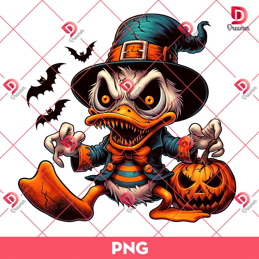 Horror Donald Duck PNG, Disney Halloween PNG, Disney Donald Duck Horror Halloween PNG