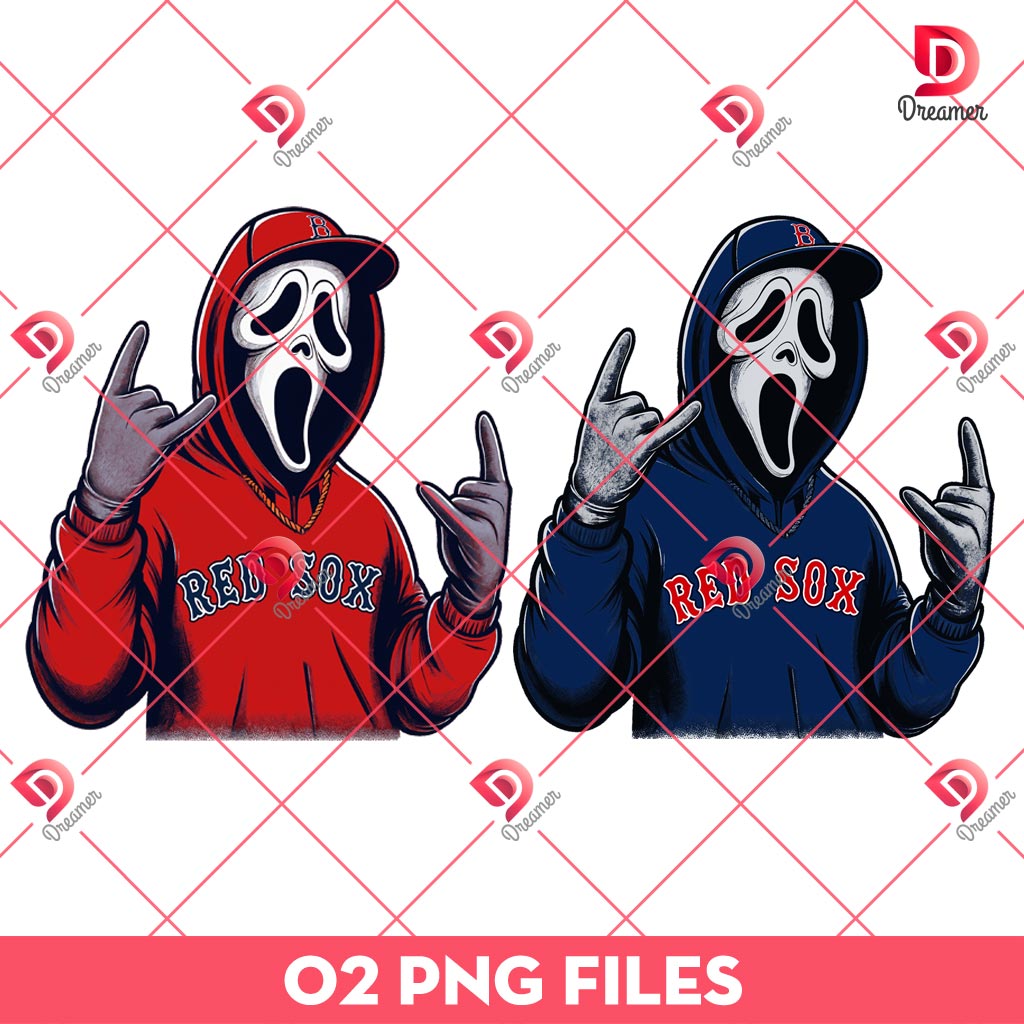 Horror Ghostface Boston Red Sox PNG, Horror Characters Baseball Halloween PNG
