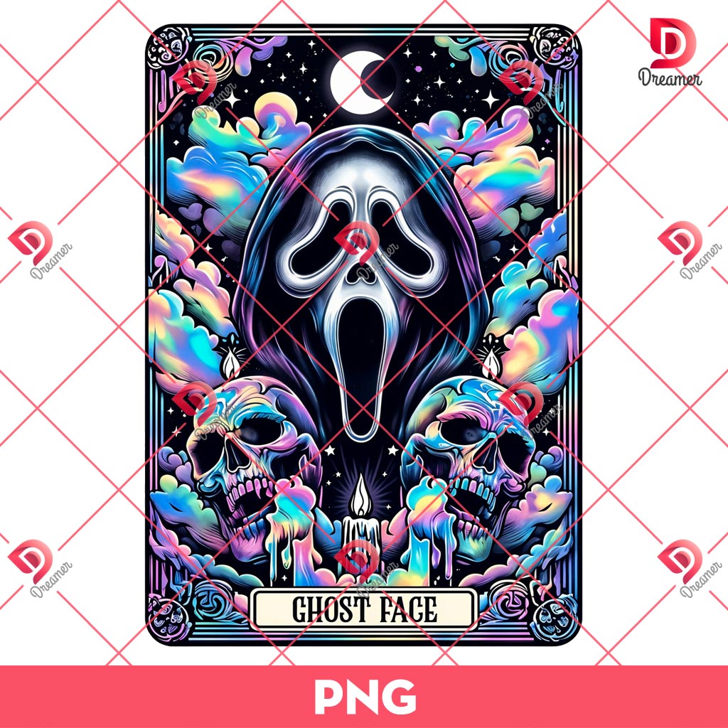 Horror Ghostface Tarot Card PNG, Horror Characters Halloween PNG