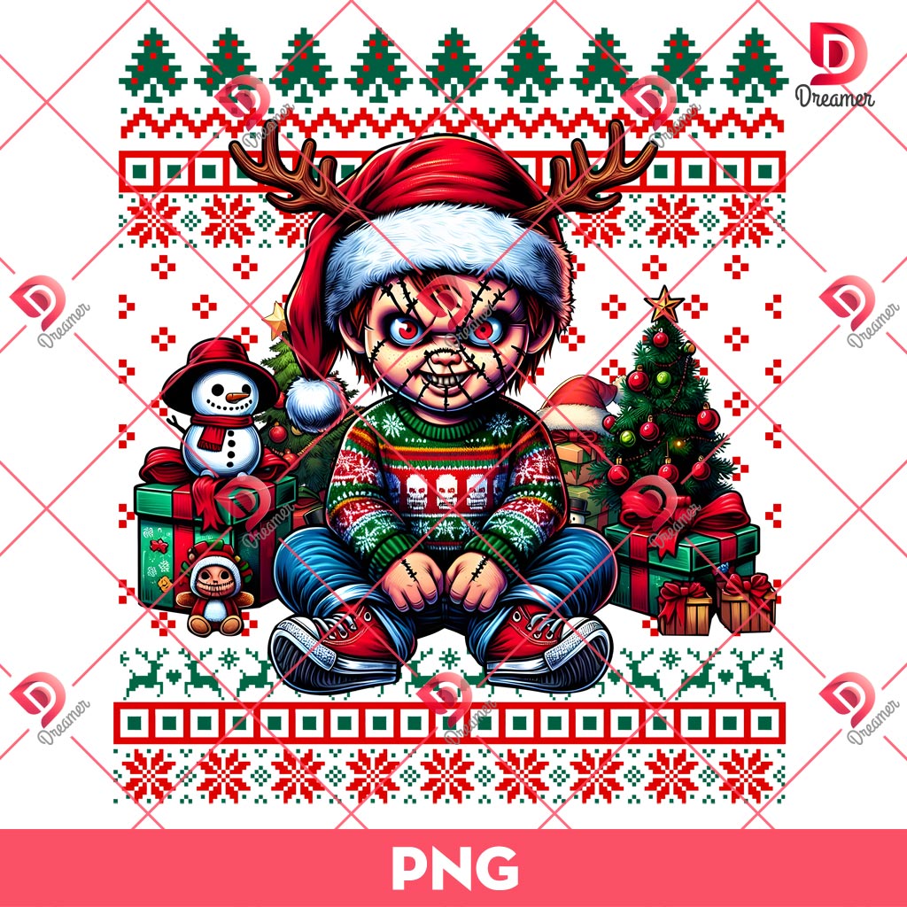 Horror Killer Chucky Christmas PNG, Horror Movies Christmas PNG