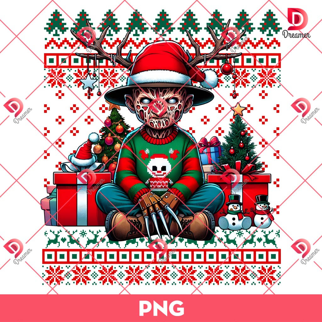 Horror Killer Freddy Krueger Christmas PNG, Horror Movies Christmas PNG