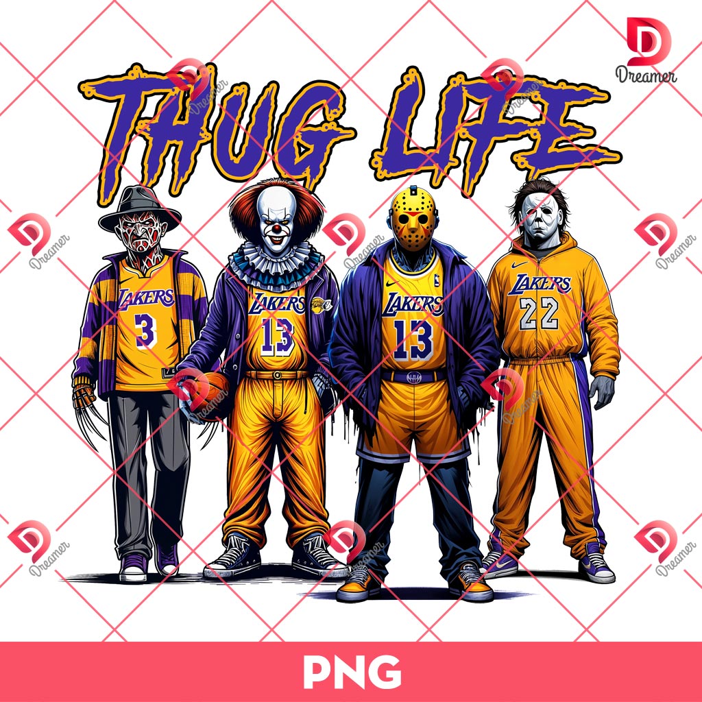 Horror Killers Thug Life Los Angeles Lakers PNG, Horror Characters Basketball PNG
