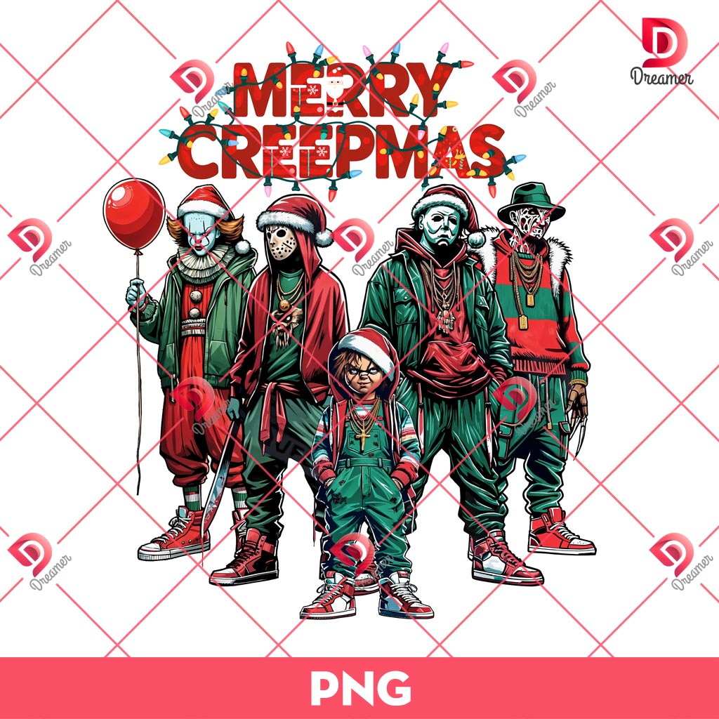Horror Merry Creepmas 2024 PNG, Horror Killers Christmas PNG