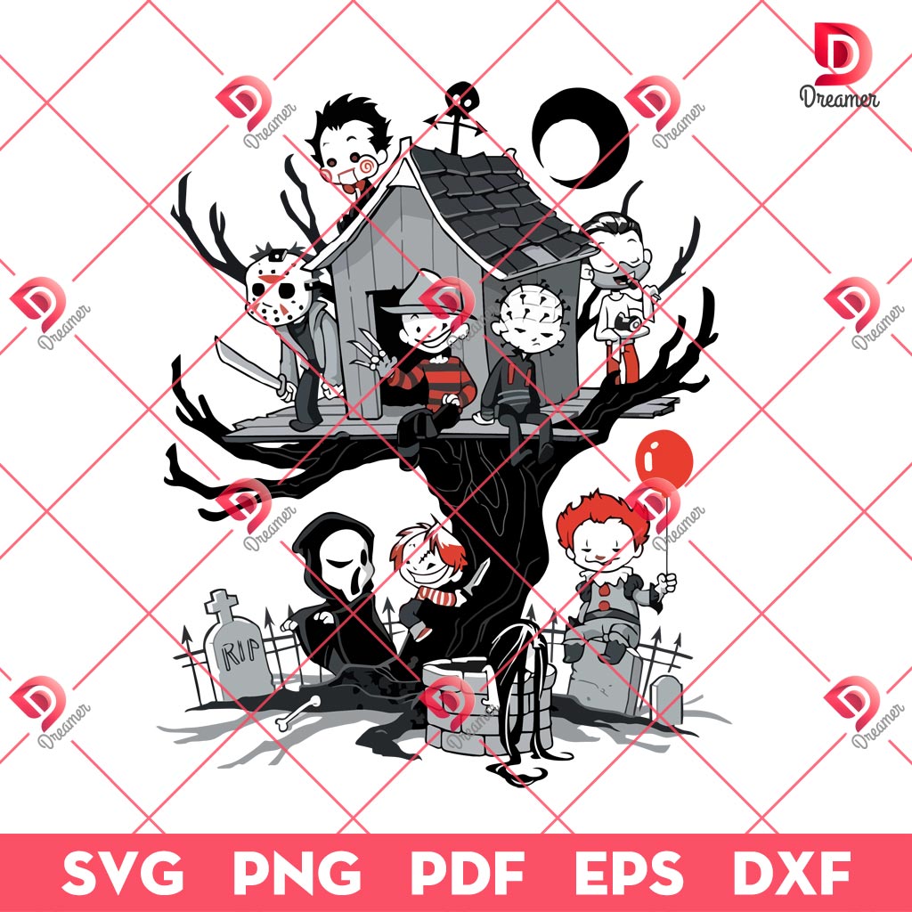 Horror Tree SVG PNG, The Haunted Treehouse SVG PNG, Horror Killers Halloween SVG PNG