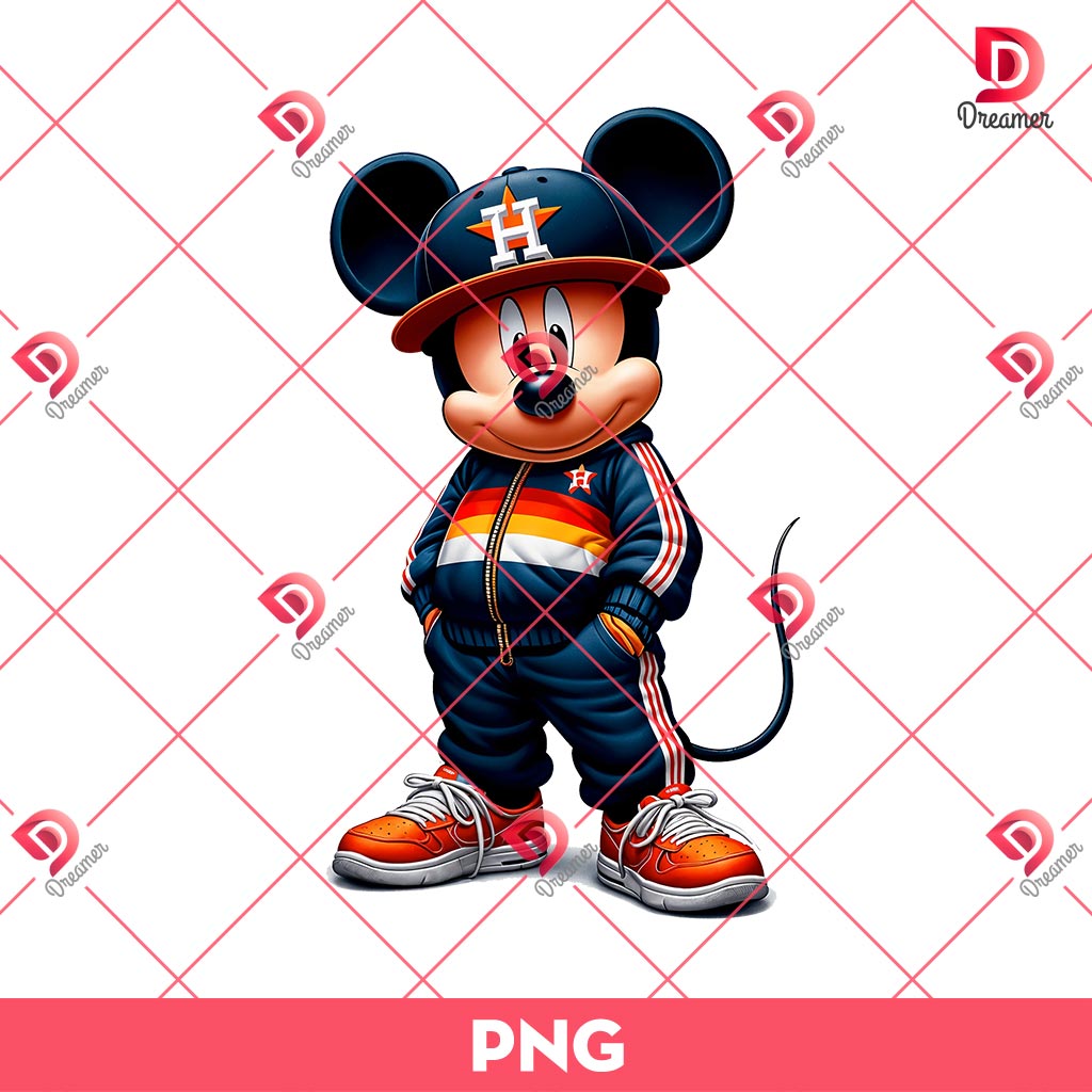 Houston Astros Mickey Mouse PNG, Mickey MLB Baseball PNG