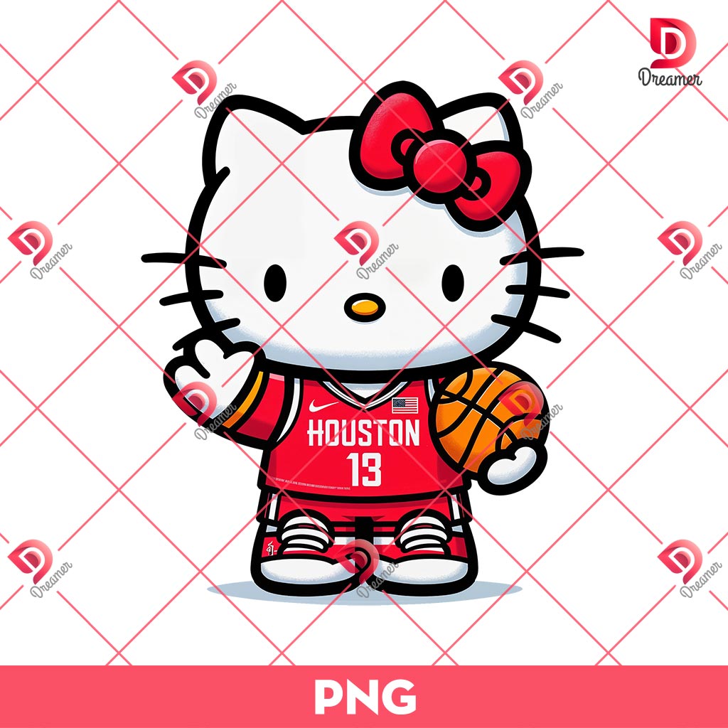 Houston Rockets Hello Kitty PNG, Hello Kitty NBA Basketball Player PNG