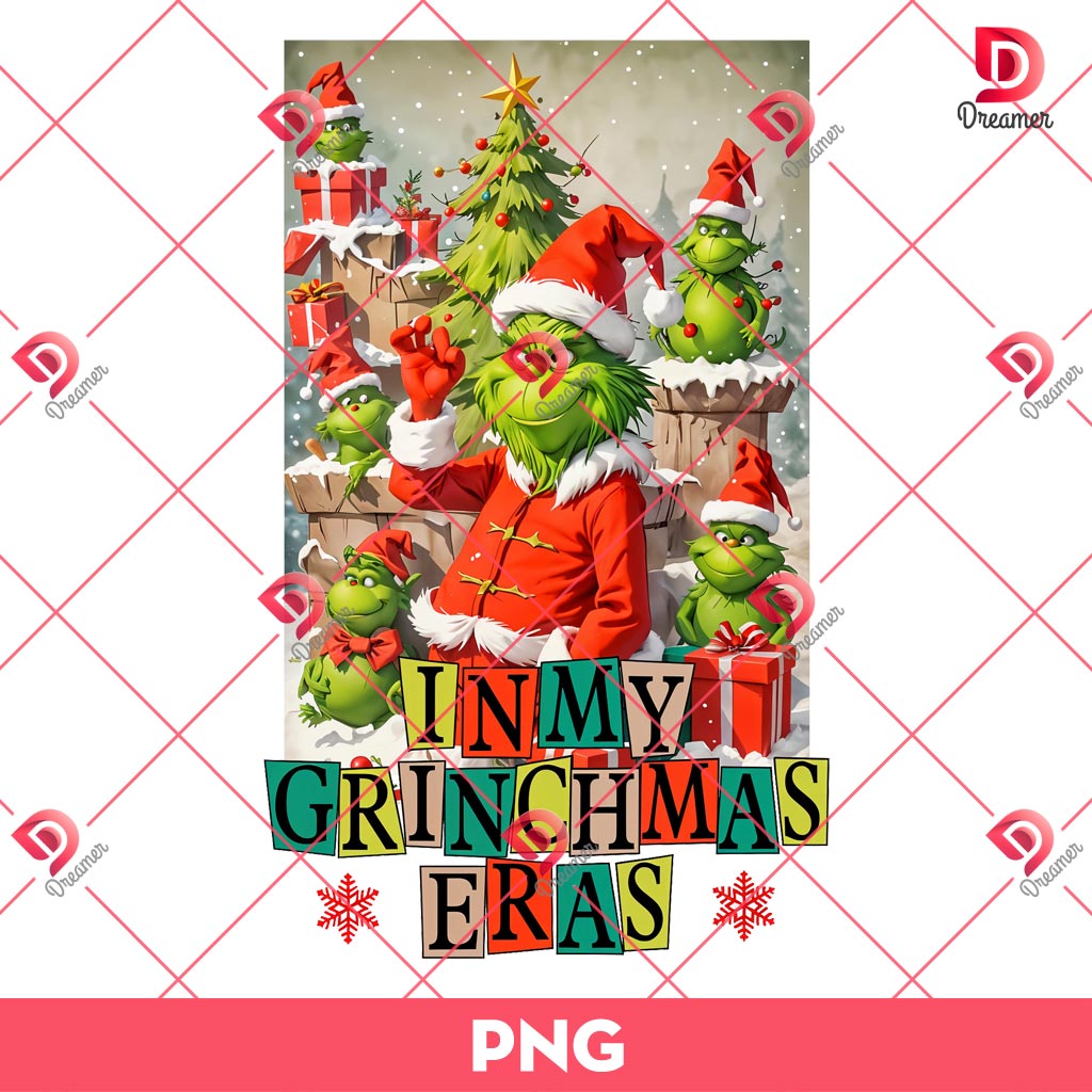 In My Grinch Eras PNG, Grinchmas PNG, Merry Christmas Cartoon PNG