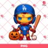 Iron Man Dodgers Halloween PNG, Chibi Superhero LA Dodgers Baseball PNG