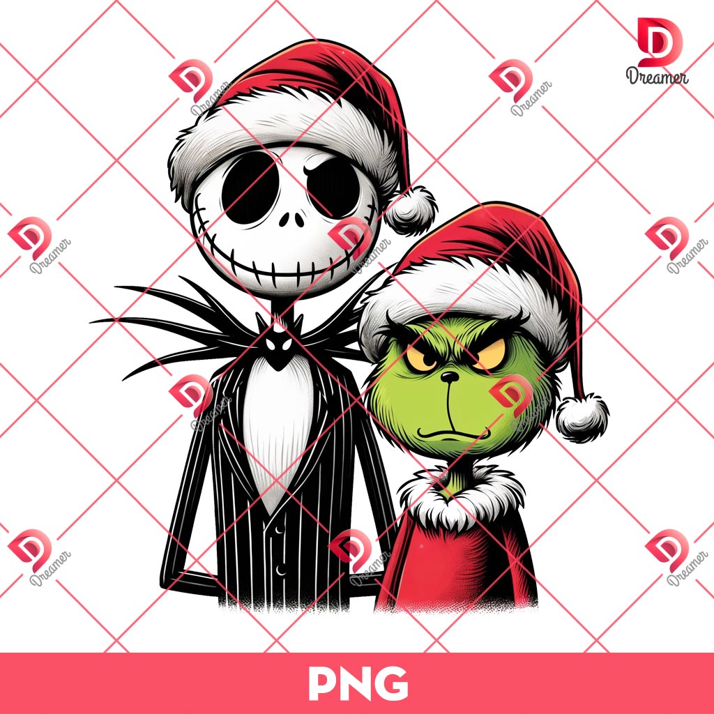 Jack Skellington And Grinch PNG, Grinchmas PNG, Nightmare Before Christmas PNG