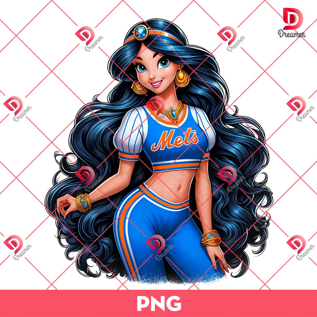Jasmine New York Mets PNG, Disney Princess MLB Baseball PNG