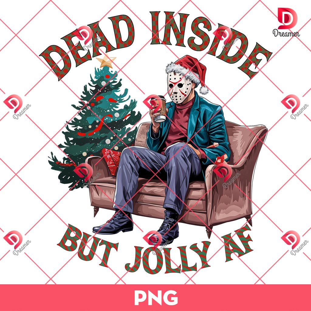 Jason Voorhees Christmas PNG, Dead Inside But Jolly Af PNG, Horror Characters Merry Christmas PNG