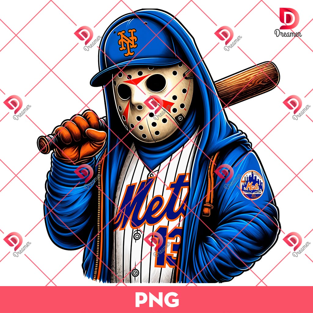 Jason Voorhees NY Mets Baseball PNG, Horror Characters New York Mets PNG