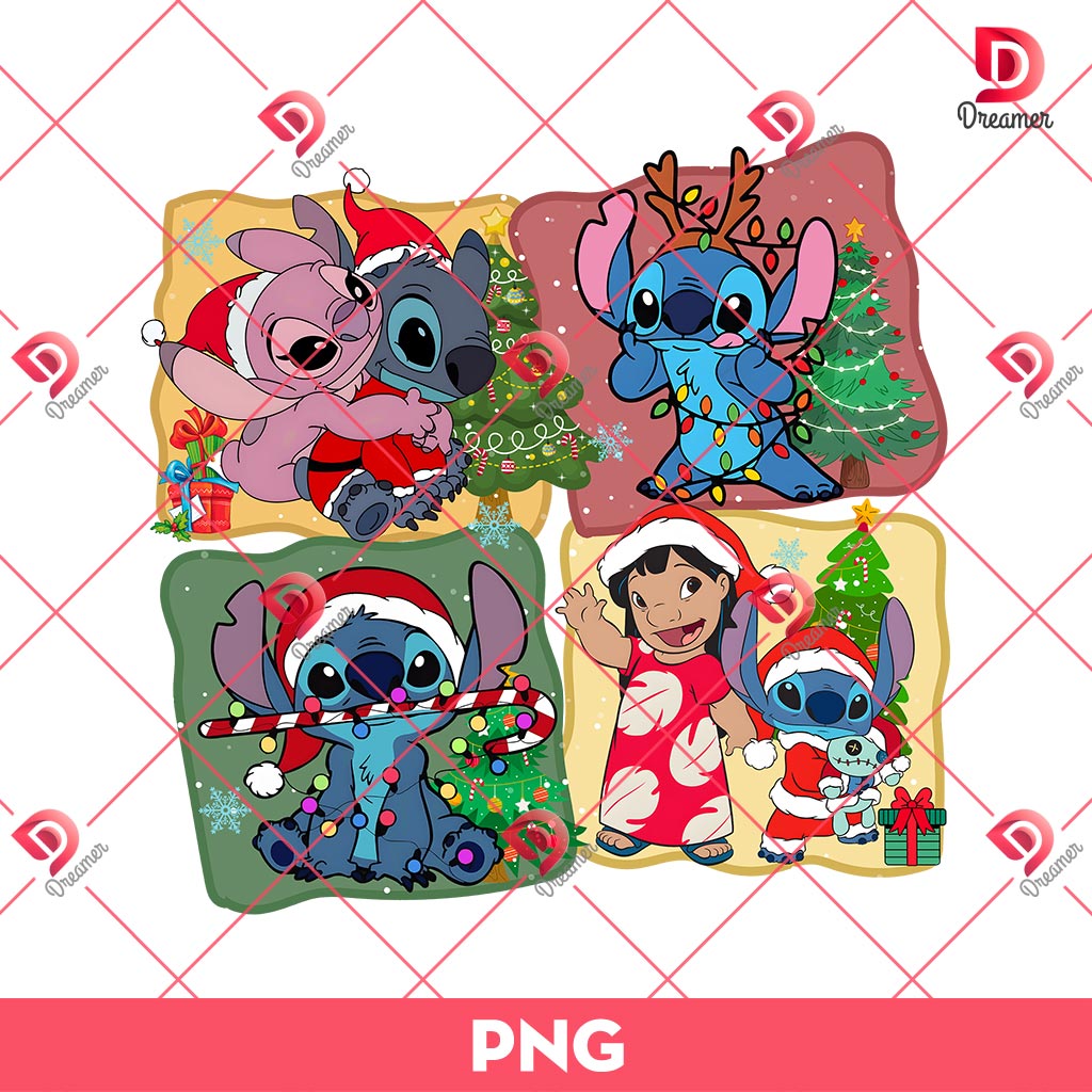 Lilo And Stitch Christmas PNG, Disney Christmas PNG, Cute Stitch Merry Christmas PNG