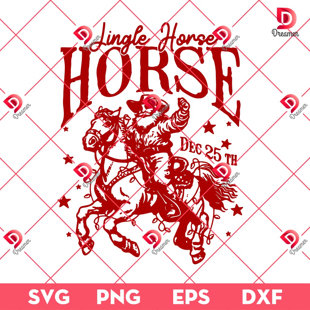Lingle Horse Santa Cowboy SVG PNG, Vintage Cowboy Christmas Santa Claus SVG PNG