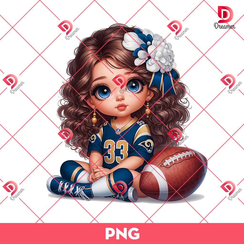 Los Angeles Rams Cute Girl PNG, Cute Cartoon Girl NFL Football PNG