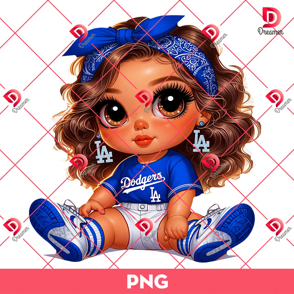 MLB Dodgers Chicana Girl PNG, Cute Baby Chicana LA Dodgers PNG