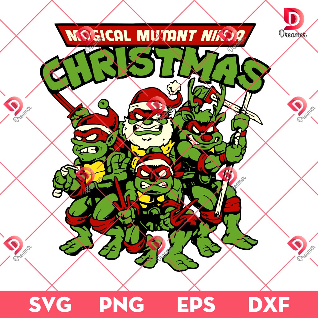 Merrry Christmas Ninja Turtles SVG PNG, Christmas Cartoon SVG PNG EPS DXF