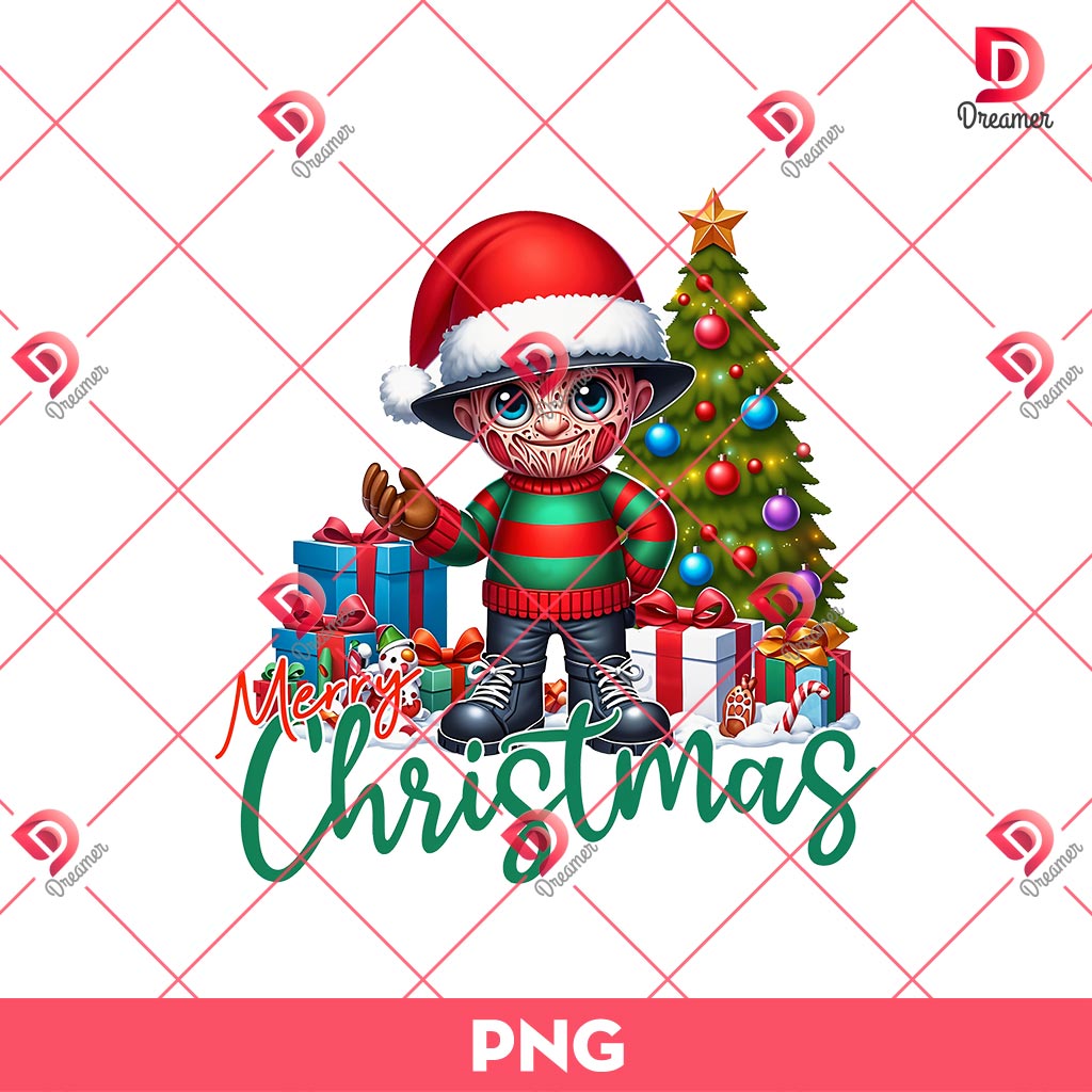 Merry Christmas Cute Freddy Krueger PNG, Horror Characters Christmas PNG