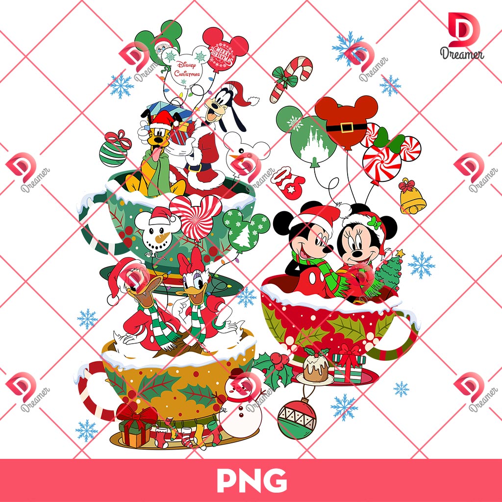 Merry Christmas Disney Couples PNG, Mickey Friends Christmas PNG