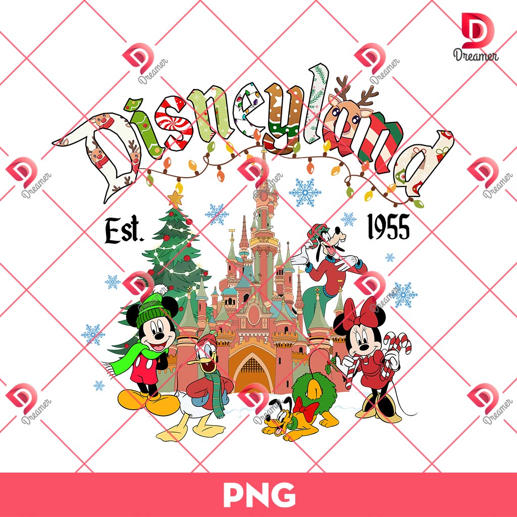 Merry Christmas Disneyland EST 1955 PNG, Disney Friends Christmas PNG