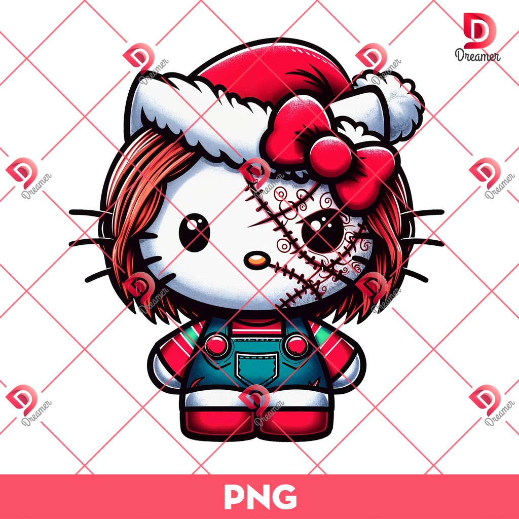Merry Christmas Hello Kitty Chucky PNG, Horror Kitty Christmas PNG