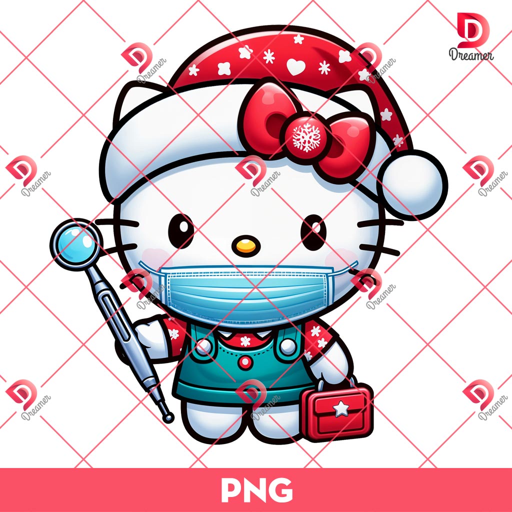 Merry Christmas Hello Kitty Dentist PNG, Hello Kitty Dental PNG, Hello Kitty Christmas PNG