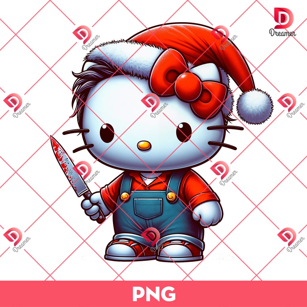 Merry Christmas Hello Kitty Michael Myers PNG, Horror Kitty Christmas PNG