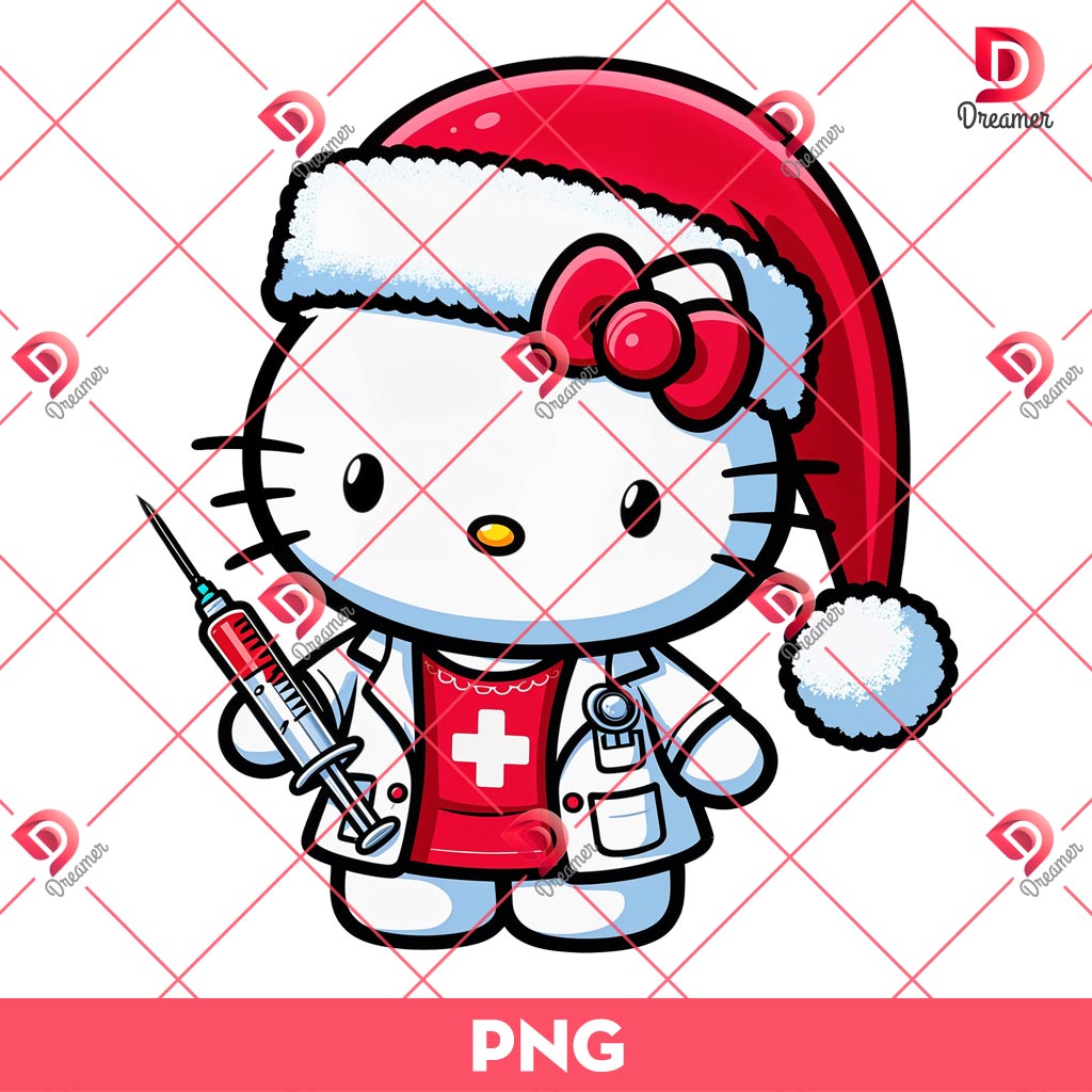 Merry Christmas Hello Kitty Phlebotomist PNG, Hello Kitty In Hospital PNG, Kitty Christmas PNG