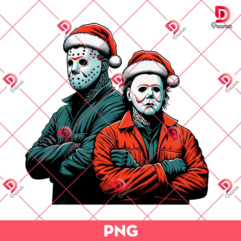 Michael Myers And Jason Voorhees Christmas PNG, Horror Friends Merry Christmas PNG