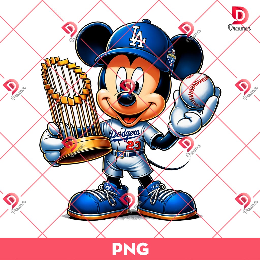 Mickey Los Angeles Dodgers World Series Champions PNG, LA Dodgers Baseball Champions 2024 PNG
