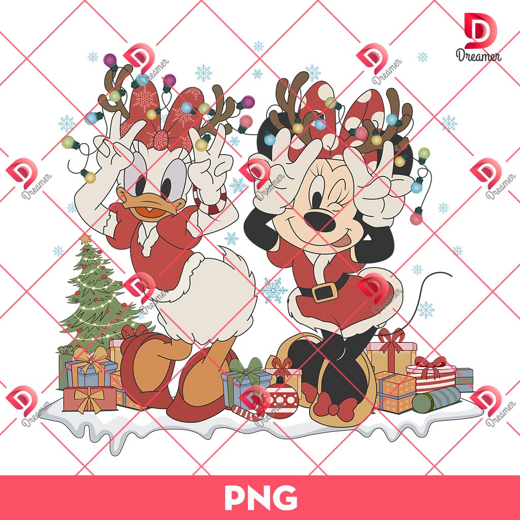 Minnie And Daisy Merry Xmas PNG, Daisy Duck Minnie Mouse Christmas PNG, Disney Christmas 2024 PNG
