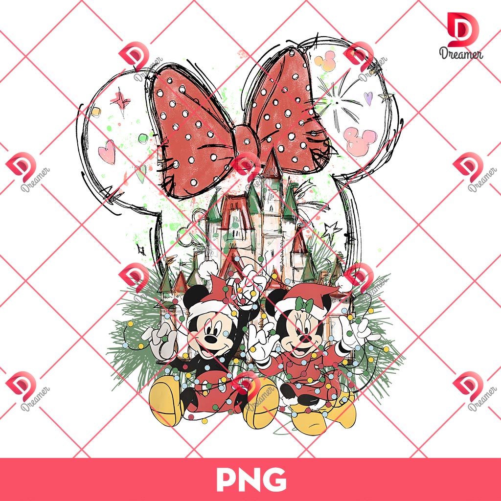 Minnie And Mickey Christmas Coquette Bow PNG, Disney Mouse Christmas PNG