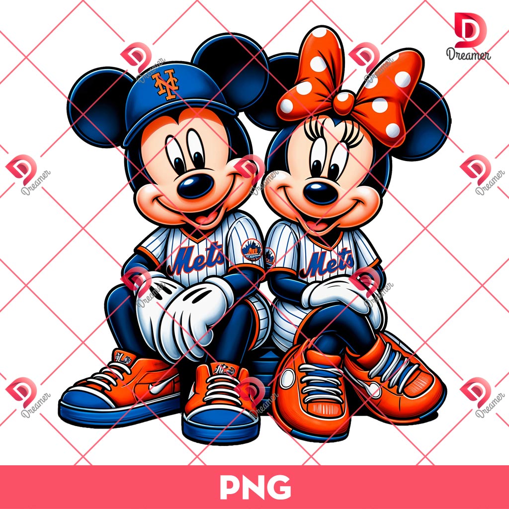 Minnie And Mickey New York Mets PNG, Disney Friends MLB Baseball PNG