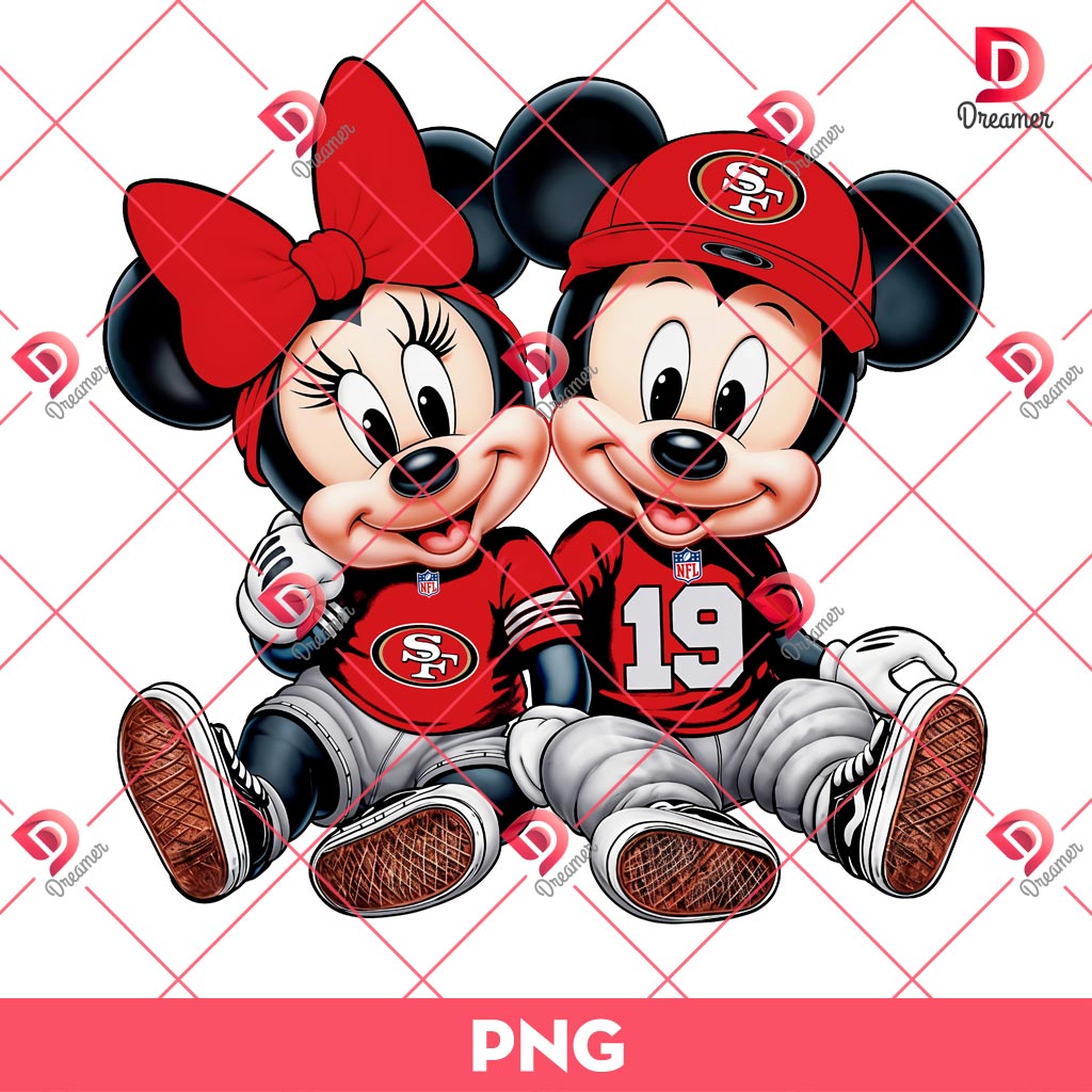 Minnie And Mickey San Francisco 49ers PNG, Disney Football 49ers Team PNG