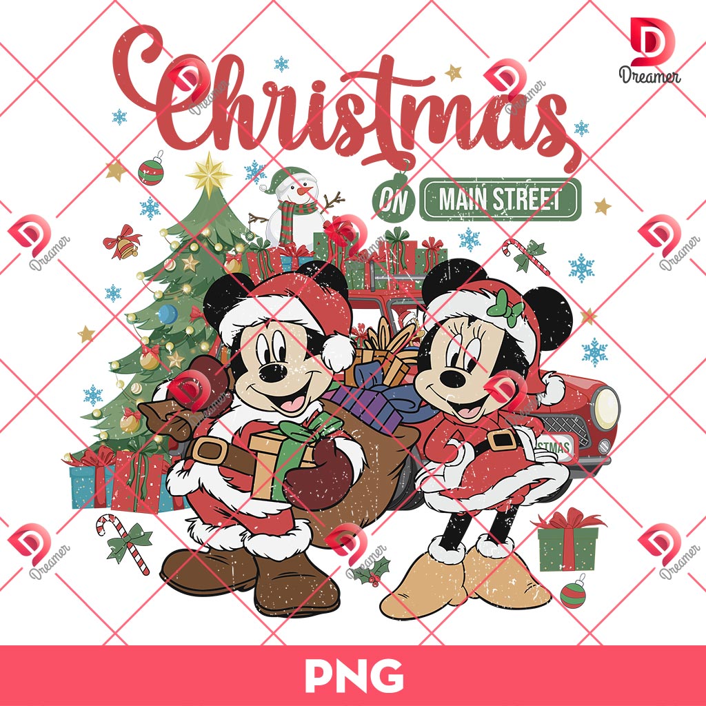 Minnie Mickey Merry Christmas PNG, Disney Christmas On Main Street PNG