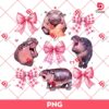 Moo Deng Pink Coquette PNG, Baby Pygmy Hippo Pink Bow PNG