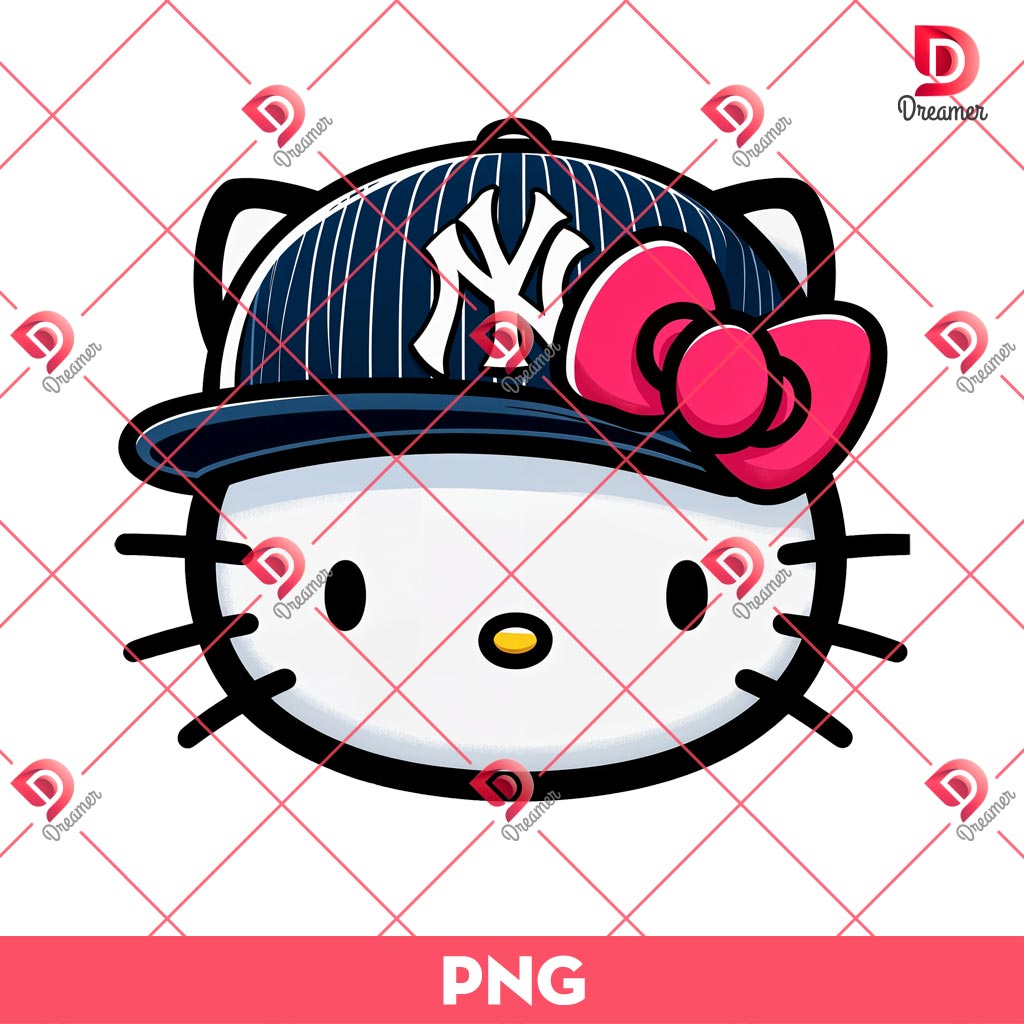 New York Yankees Hello Kitty Face PNG, Hello Kitty Baseball NY Yankees PNG