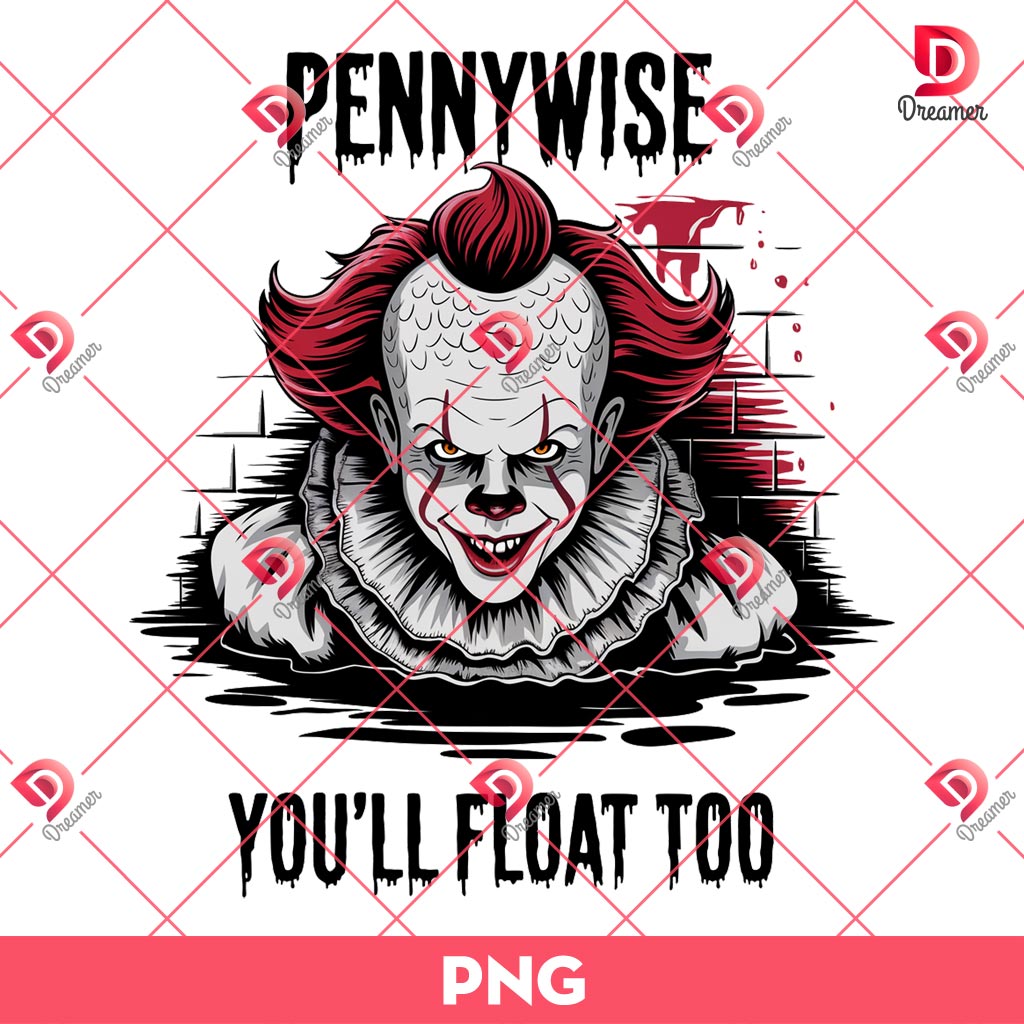 Pennywise Horror Halloween PNG, You Will Float Too Pennywise PNG
