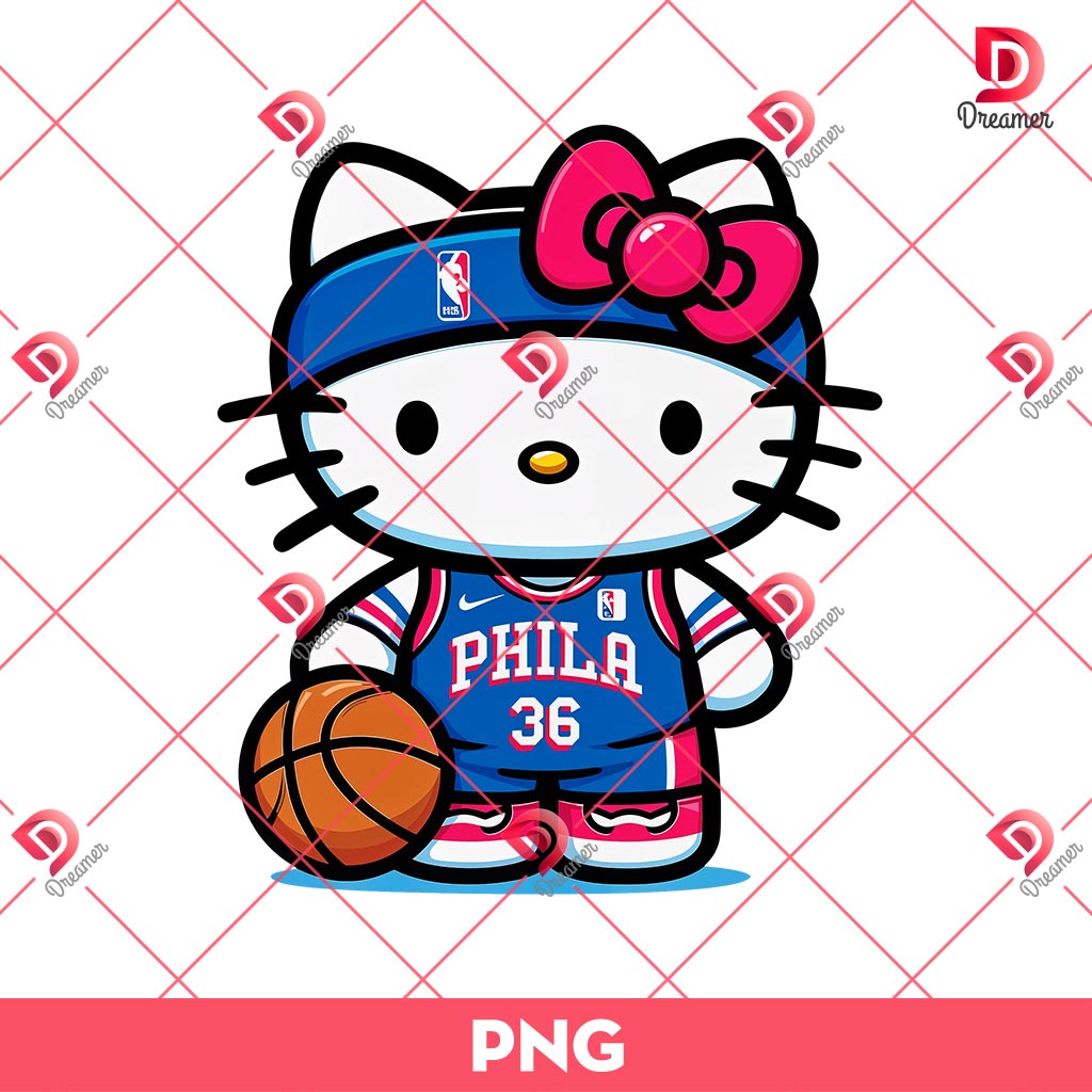 Philadelphia 76ers Hello Kitty Player PNG, Hello Kitty Basketball PNG