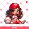 Philadelphia Phillies Cartoon Girl PNG, Cute Girl MLB Baseball PNG, Baseball Girl Fan PNG