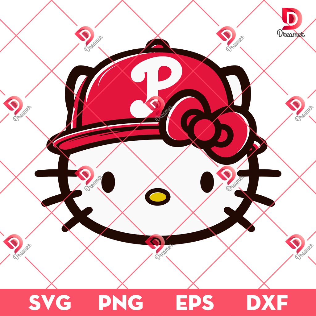 Philadelphia Phillies Hello Kitty Face SVG PNG, Hello Kitty Baseball Phillies SVG PNG