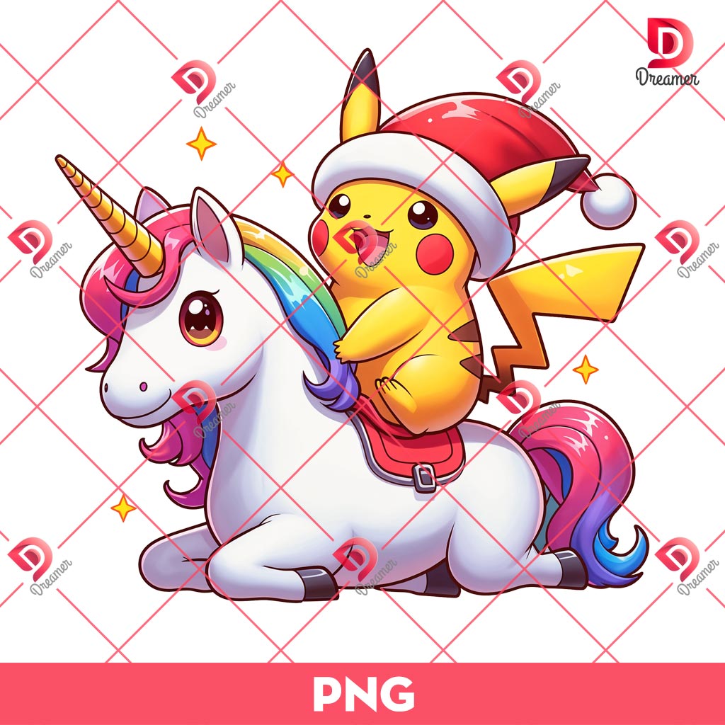 Pikachu And Unicorn Christmas PNG, Merry Christmas Pokemon Pikachu PNG