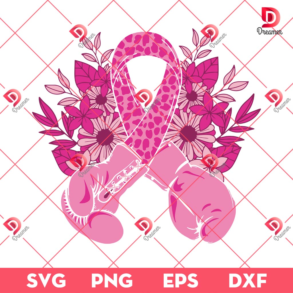 Pink Boxing Gloves And Leopard Breast Cancer SVG PNG, Cancer Awareness Ribbon SVG PNG