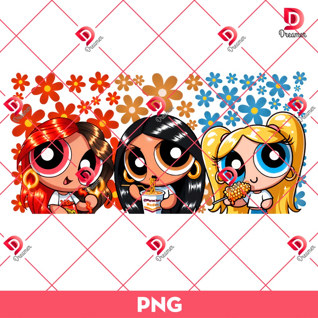 PowerPuff Girls PNG, PowerPuff Girls Tumbler Wrap Template PNG