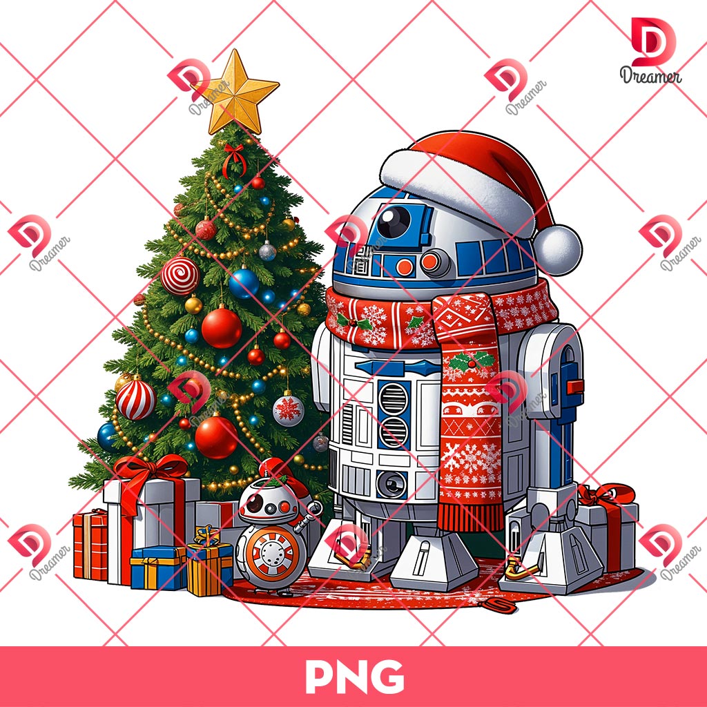 R2-D2 Christmas PNG, Merry Christmas Star Wars Movie PNG