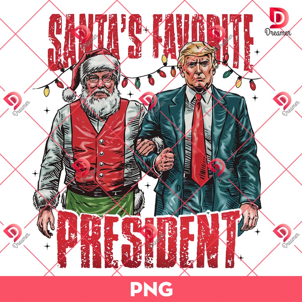 Retro Christmas Santas Favorite President PNG, Vintage Christmas Trump And Santa Claus PNG