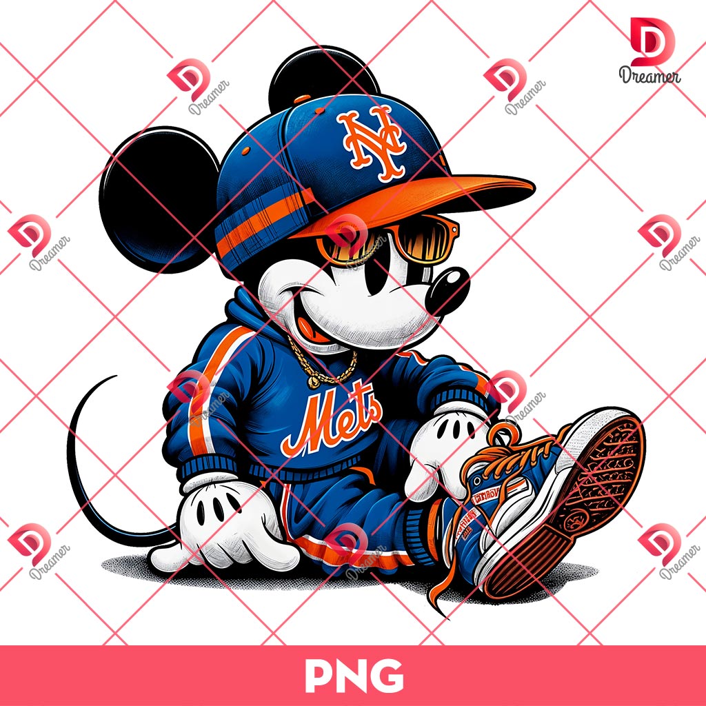 Retro New York Mets Mickey Mouse PNG, Disney Mouse Baseball PNG