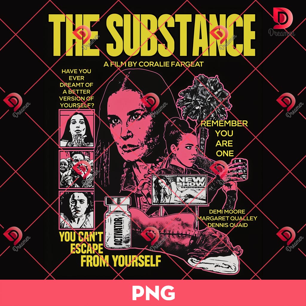 Retro The Substance PNG, The Substance Movie PNG