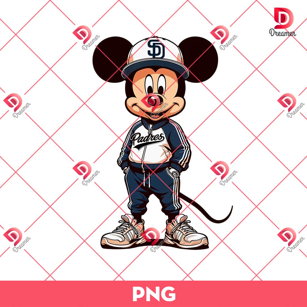 San Diego Padres Mickey Mouse PNG, Disney Baseball PNG
