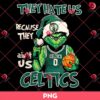 Santa Grinch Boston Celtics Christmas PNG, They Hate US Because Aint US Boston Celtics PNG